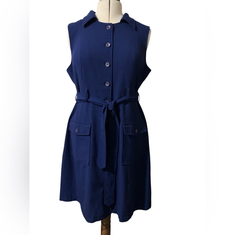 Modcloth Dress Size Xl Blue Office Ponte Pockets Layers Summer Retro A Line